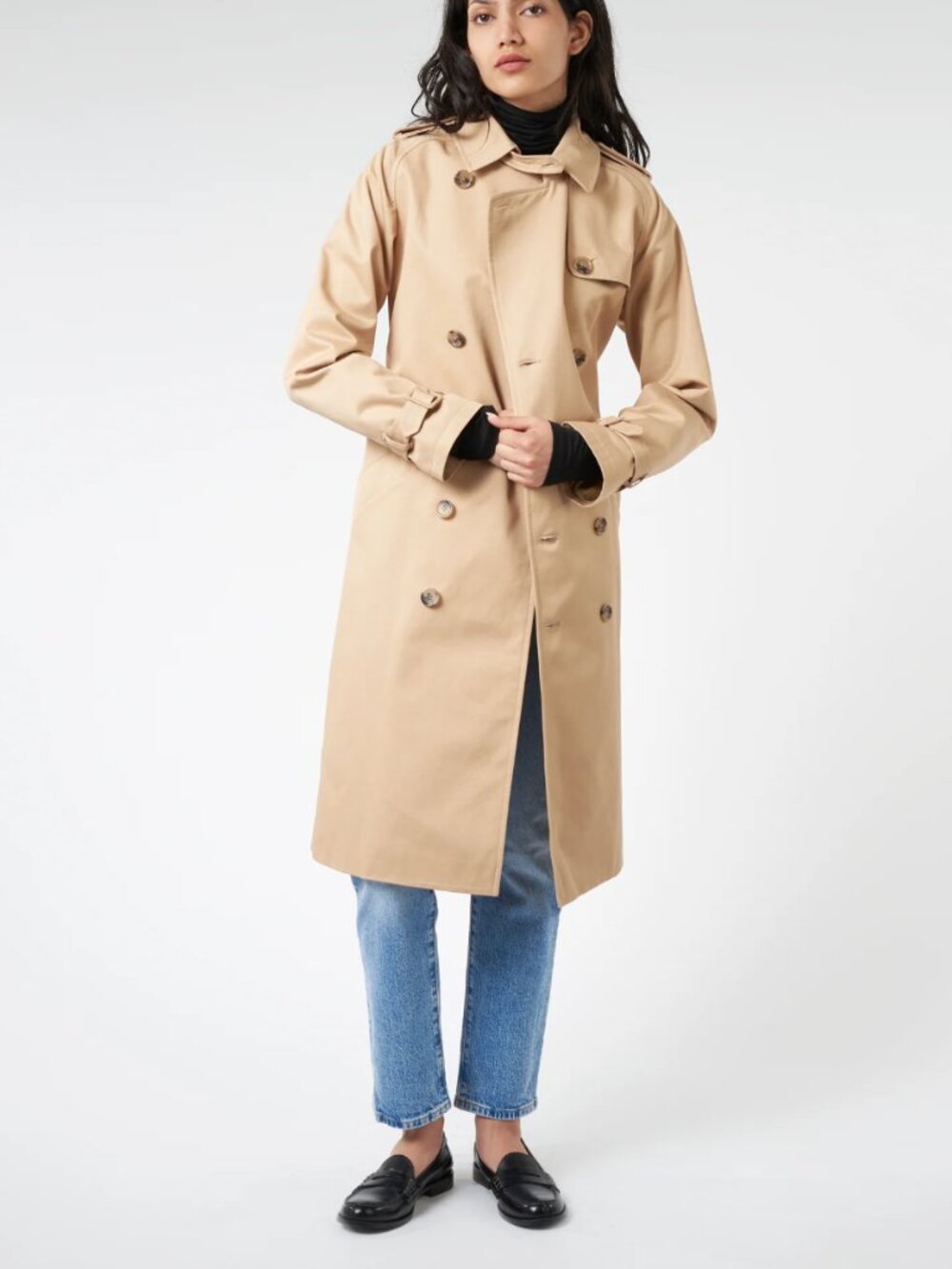 A.P.C. Women’s Greta Double-Breasted Beige Trench Coat